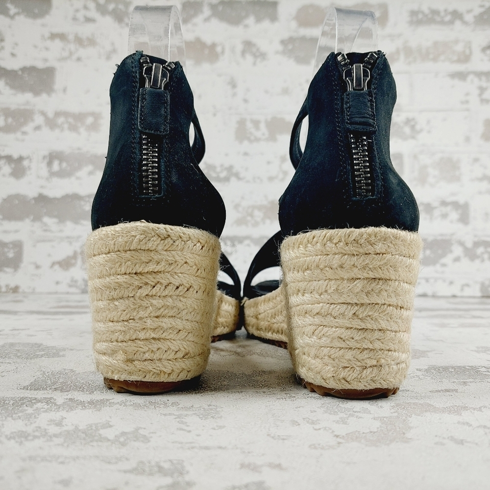 New Eileen Fisher Wanda Black Suede Espadrille A308 - Picture 6 of 12